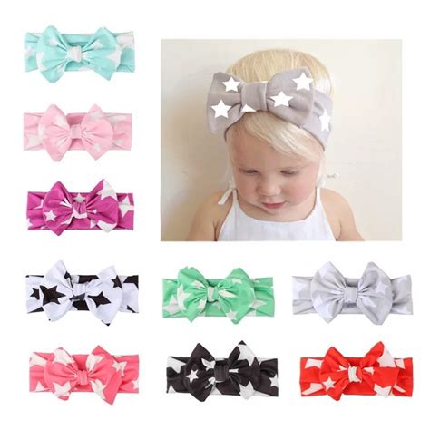 BNWIGE estrella bebé Bowknot diadema de punto de algodón de los niños