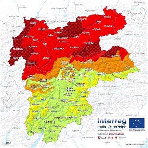 Avalanche risk zones in the Austrian-Italian Alps : r/MapPorn