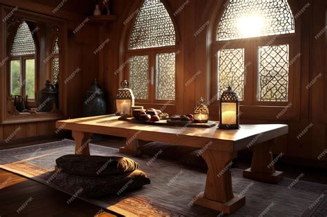 Premium Photo Sacred Tranquility Islamic Prayer Room With Date Fruit