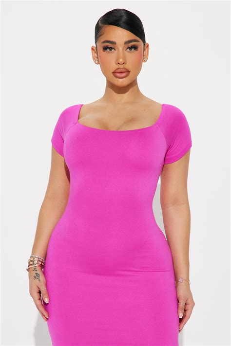 Gina Double Lined Midi Dress Magenta Fashion Nova Dresses