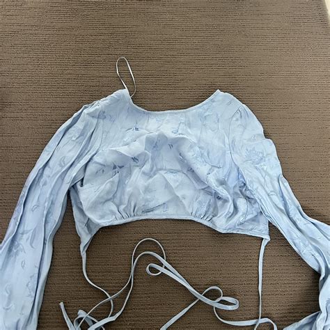 Glassons Blue Crop Top Worn Once Tie Up Back Size Depop