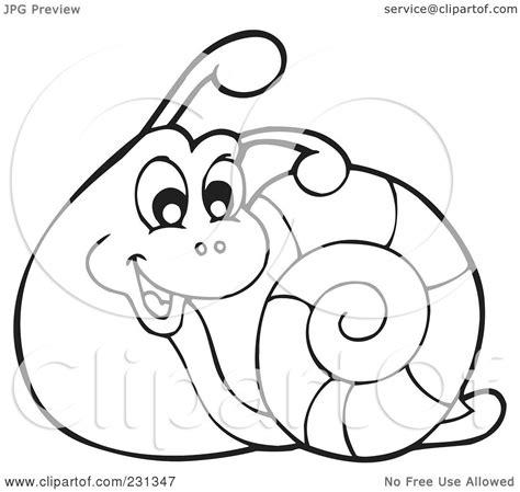 Royalty-Free (RF) Clipart Illustration of a Coloring Page Outline Of A Snail by visekart #231347