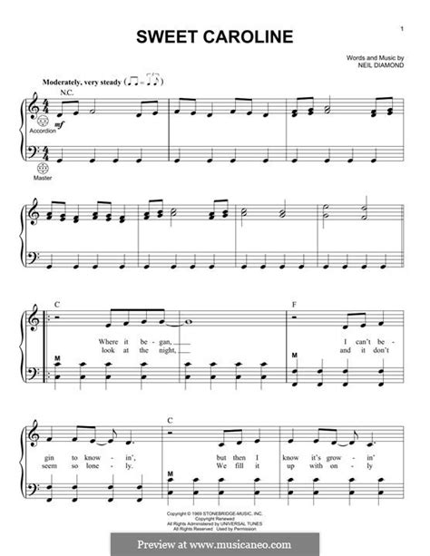 Instrumental Version Sweet Caroline By N Diamond On Musicaneo