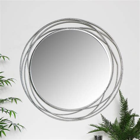 Extra Large Round Silver Wall Mirror Swirl Ornate Frame Vintage Chic