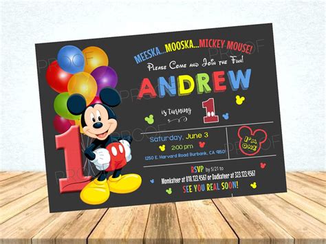 Mickey Mouse Printable Birthday Digital Invitation, Mickey Mouse Club ...