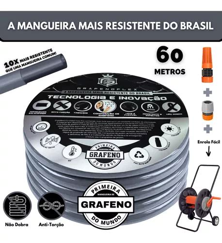 Mangueira Para Quintal 60 Metro C Carrinho Enrolador Gf Cor Graffite