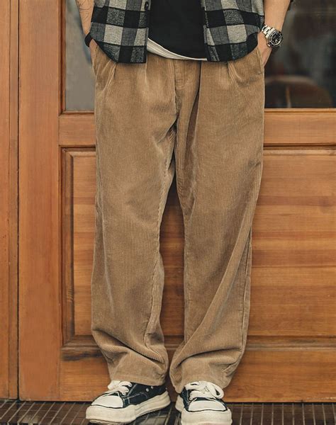 Retro Loose Corduroy Wide Leg Straight Mens Trousers Mens Trousers