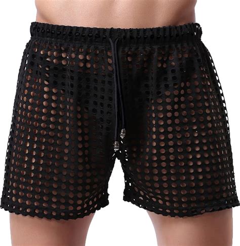 Yufeida Mens Hollow Openwork Drawstring Lounge Underwear Boxer Shorts