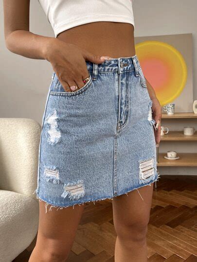 Denim Skirts Shop Trendy Denim Skirts Online Shein South Africa