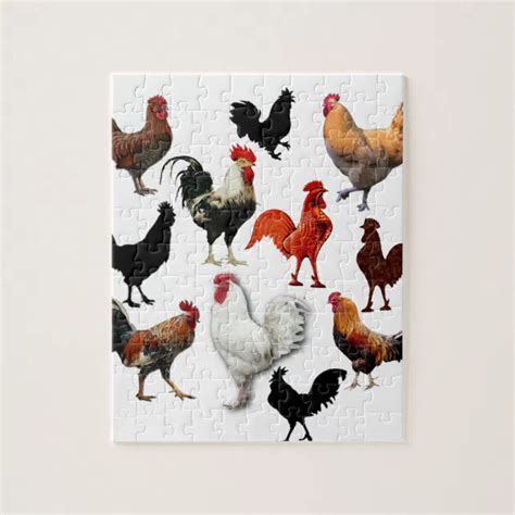 Rooster Collage Vintage Rustic Chickens Jigsaw Puzzle Zazzle