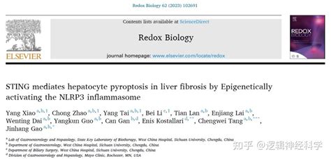 Redox Bio｜四川大学华西医院高锦航唐承薇团队发现sting激活nlrp3炎性小体促进肝纤维化的表观遗传新机制 知乎