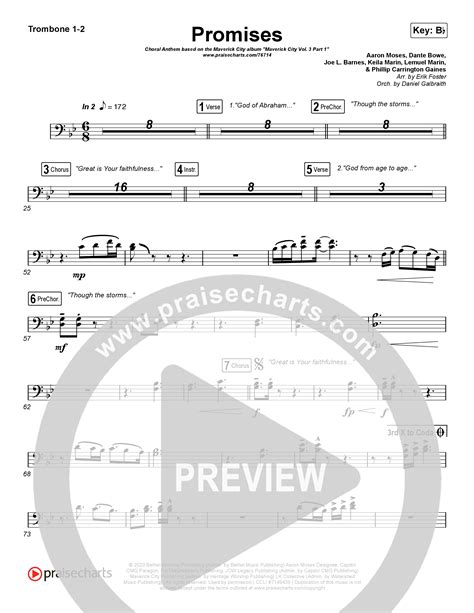 Promises Choral Anthem SATB Trombone Sheet Music PDF Maverick City