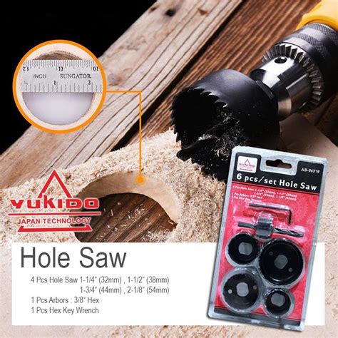 Jual YUKIDO Holesaw Hole Saw Hidroponik Mata Bor Pelubang PVC Set 6