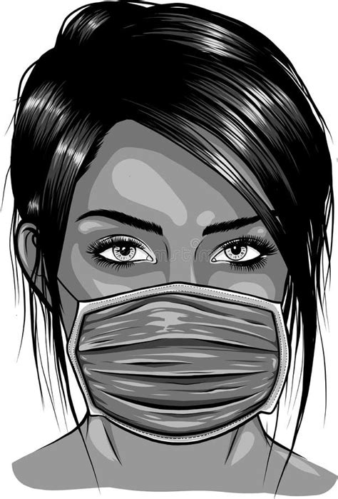 Woman Wearing Disposable Medical Surgical Face Mask Vector Illustration Stock Vector