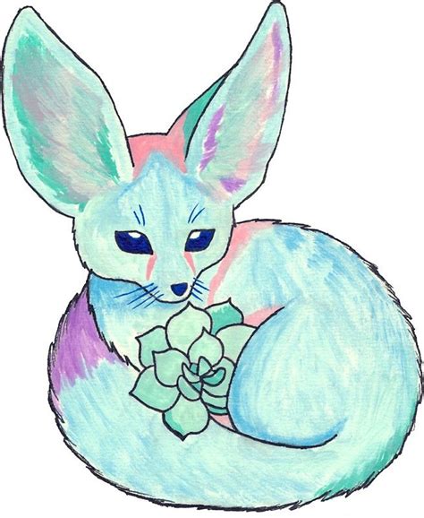 Fennec Fox With Succulent Fox Artwork Fox Art Fox Drawing