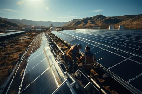 Actualmente Los Trabajadores Est N Instalando Paneles Solares En Una