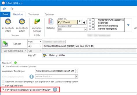 Schriftverkehr E Workflow beA persönlich vertraulich RA MICRO Berlin