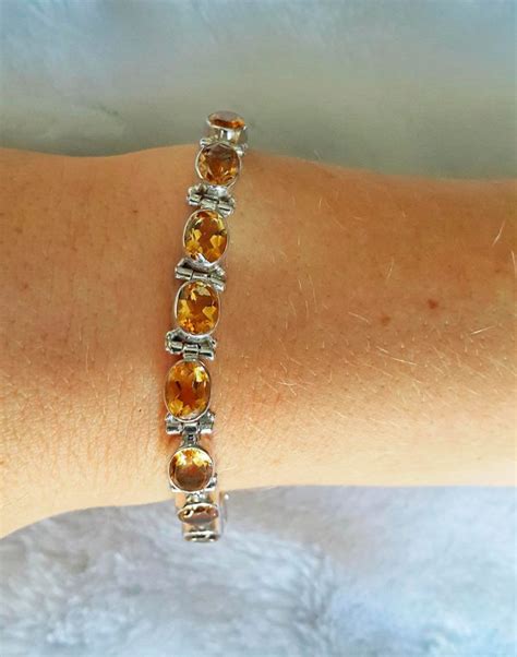 Genuine CITRINE Sterling Silver Bracelet Power Of SUN Stone Of Succes 7