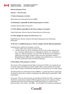 Fillable Online Internet Summary Form Section 1 PIA Overview HRIS