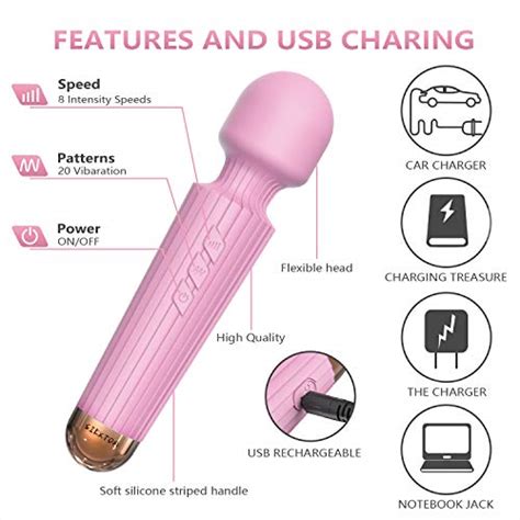 Sikxtoa Mini Vibrator 8 Speeds 20 Patterns G Spot Cordless Wand Massager Clitoral Stimulator