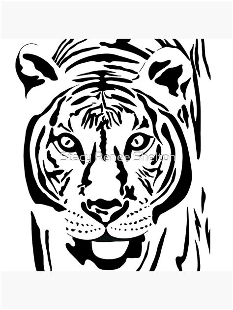 Tiger Black And White Outline Poster For Sale By Sheltonart Redbubble