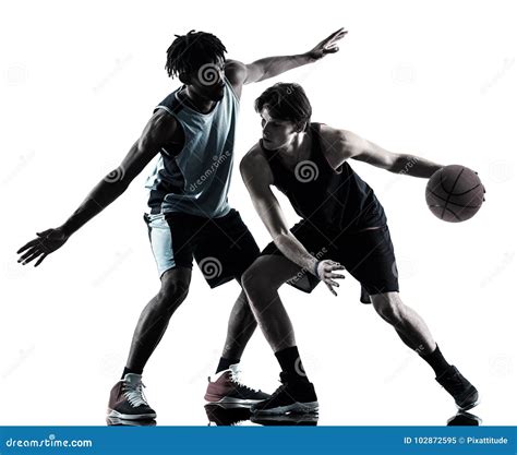 Basketball Players Men Isolated Silhouette Shadow Stock Image Image