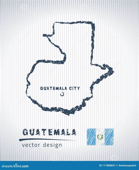 Guatemala National Vector Drawing Map On White Background Stock Vector