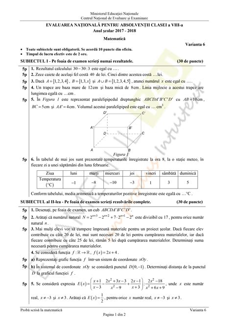 Subiecte Matematica Evaluare Nationala Clasa A Viii A 2018