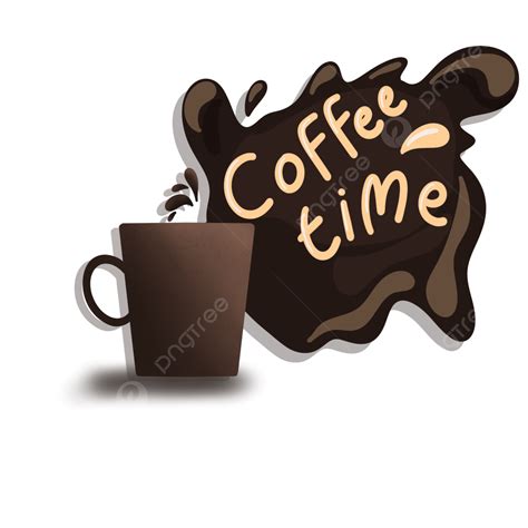 Coffee Time Text With Dark Brown Glass Coffee Time Coffee Cup Icon