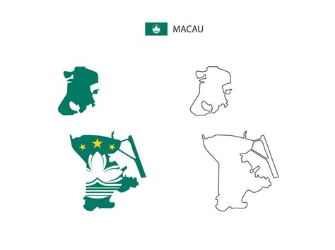 Vetor Da Cidade Do Mapa De Macau Dividido Pelo Estilo De Simplicidade