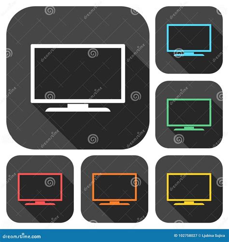 Iconos De La TV Fijados Con La Sombra Larga Ilustración del Vector