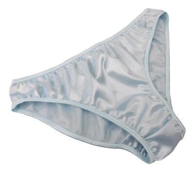 PALE BLUE Shiny SATIN Panties Low Rise BIKINI BRIEFS Plain Simple