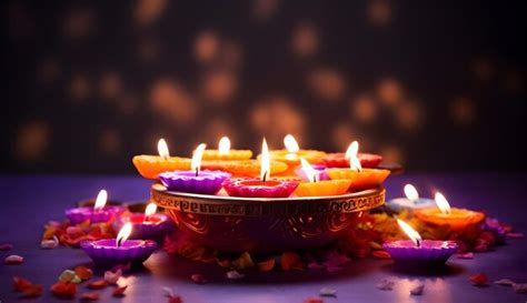 Premium AI Image | Oil lamps decoration in happy Diwali festival