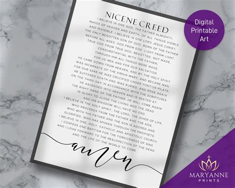 Nicene Creed Printable Nicene Creed Prayer Catholic Prayer Catholic Wall Art Catholic