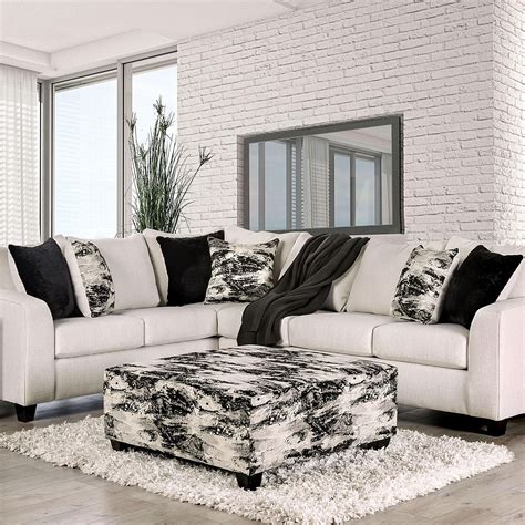 Dark Gray Fabric Sectional Sofa Rhian Cm Gy Furniture Of America