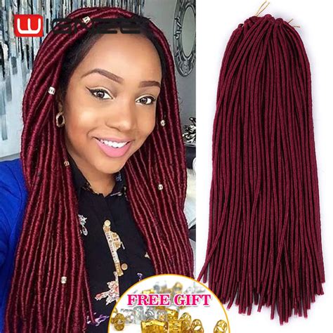 Buy 20 Inches Havana Mambo Faux Locs Braids Synthetic Braiding Hair Burgundy