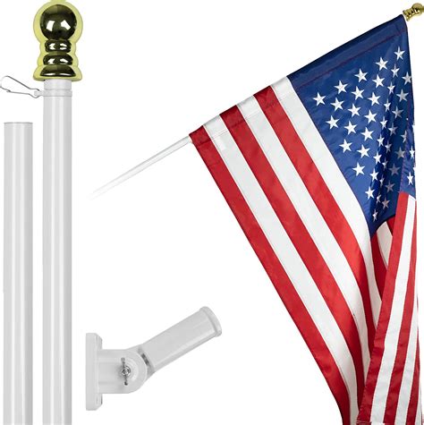 Amazon G Feet Spinning Flagpole White Silver American Flag