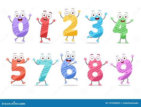 Cute Funny Numbers Vector Illustration Set Stock Illustration