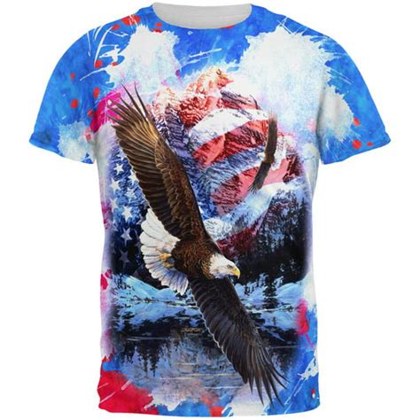 Americana - 4th of July American Flag Bald Eagle Splatter All Over Mens ...