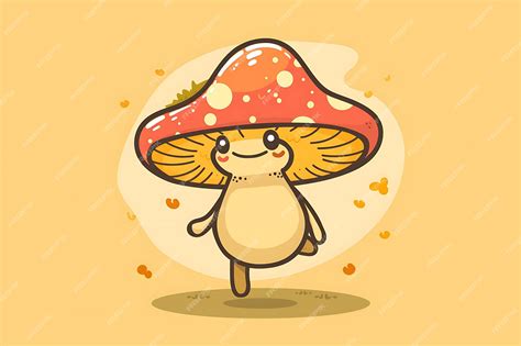 Premium Photo Character Of Cute Mushroom Wearing A Hat And Dancing