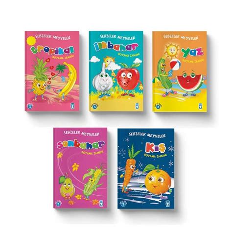 Sebzeler Meyveler Boyama Zamanı Set 5 Kitap Boyama Timaş Çocuk