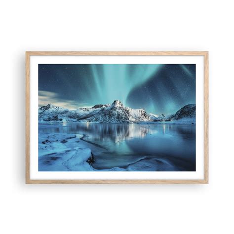 Obraz Plakat Noc światła 70x50cm Zorza Polarna Norwegia