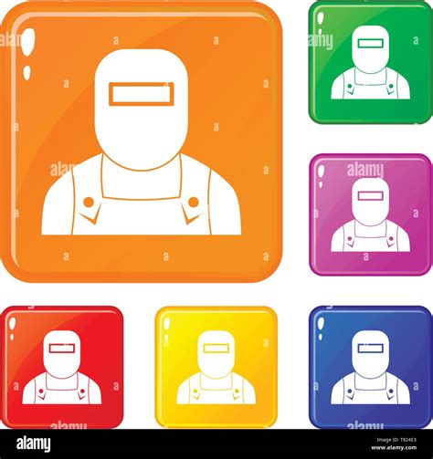 Welder Icons Set Vector Color Stock Vector Image Art Alamy