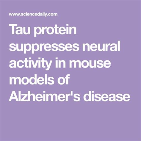 Tau protein suppresses neural activity in mouse models of Alzheimer's disease: How interaction ...