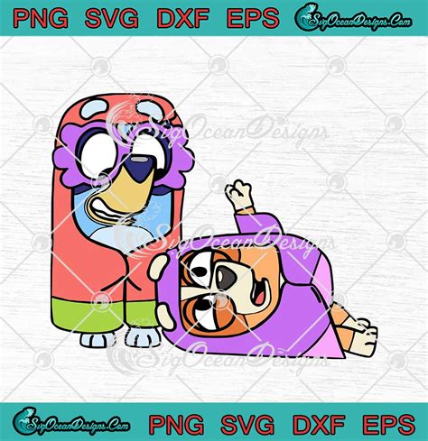 Bluey And Bingo Heeler Svg Dress Up As Grannies Svg Png Eps Dxf