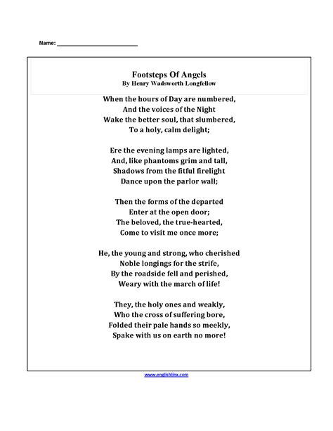 5th Grade Poetry Worksheets — Db