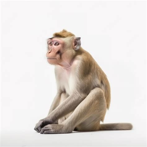 Premium Photo | A monkey sits on a white background