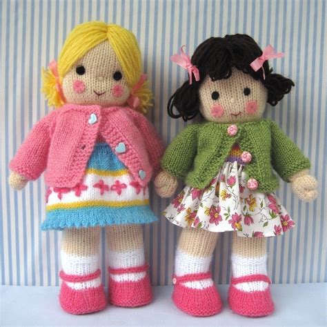 Polly And Kate Knitted Toy Dolls Pdf Email Knitting Etsy Knitted