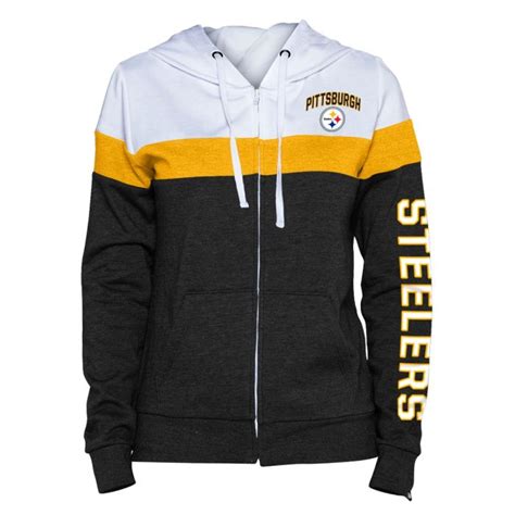 Pittsburgh Steelers Women S New Era Colorblock Full Zip Fleece Hoodie