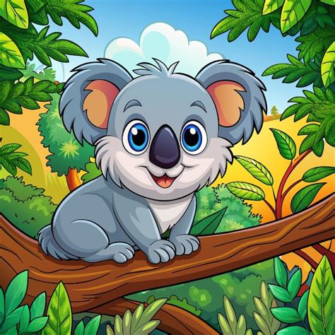 Una Ilustraci N De Dibujos Animados De Un Koala En Una Rama De Un Rbol